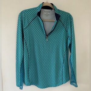 San Soliel Teal Long-Sleeve Quarter-Zip Pullover UPF 50 Sun Protection medium